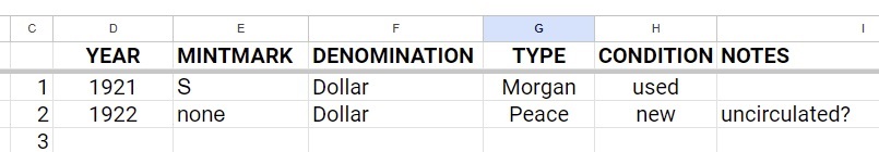 Coin Inventory Example