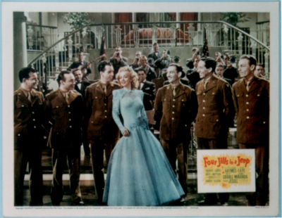 FOUR JILLS IN A JEEP   Original American Lobby Card   (20th Century Fox, 1944)